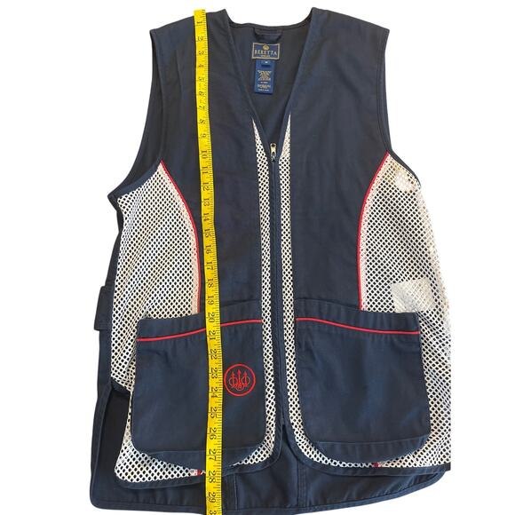 Beretta Full Zip Mesh Shooting Vest Men Medium Navy With Red Trim - Picture 5 of 9